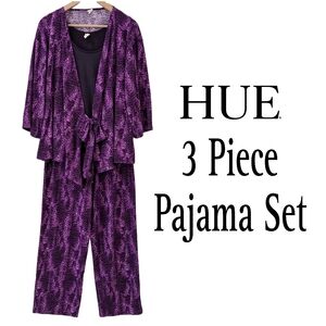 Hue 3-Piece Jersey Knit Pajama Set Sz M